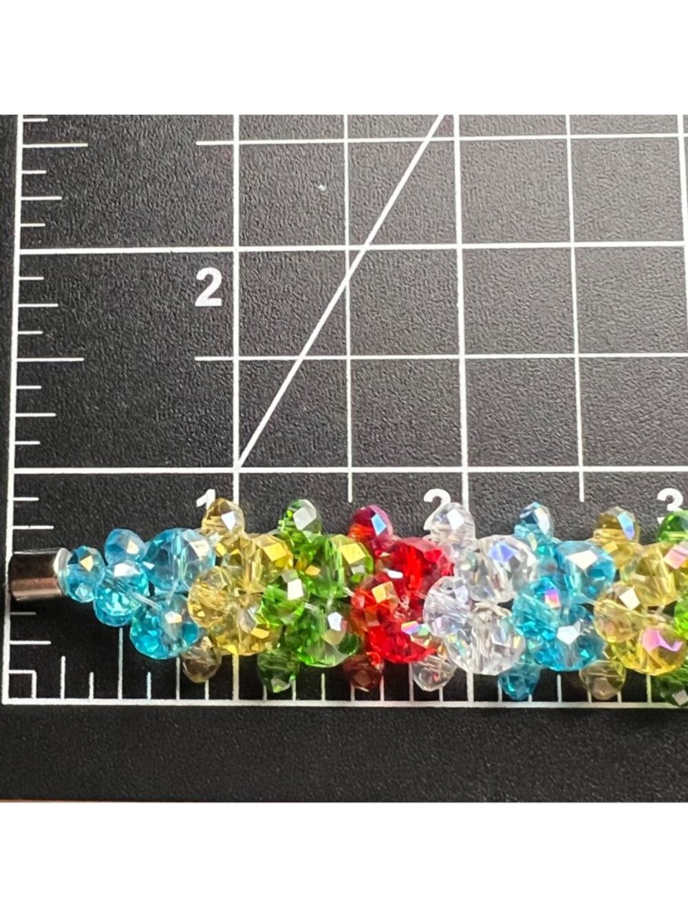 Multicolor Crystal Cluster Bracelet Magnetic Clasp Rainbow Beaded Statement 6.75 - Picture 9 of 10